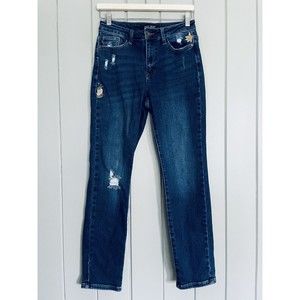 Judy Blue Jeans 3/26 Boyfriend Fit Embroidered Distressed Blue Denim JB88288